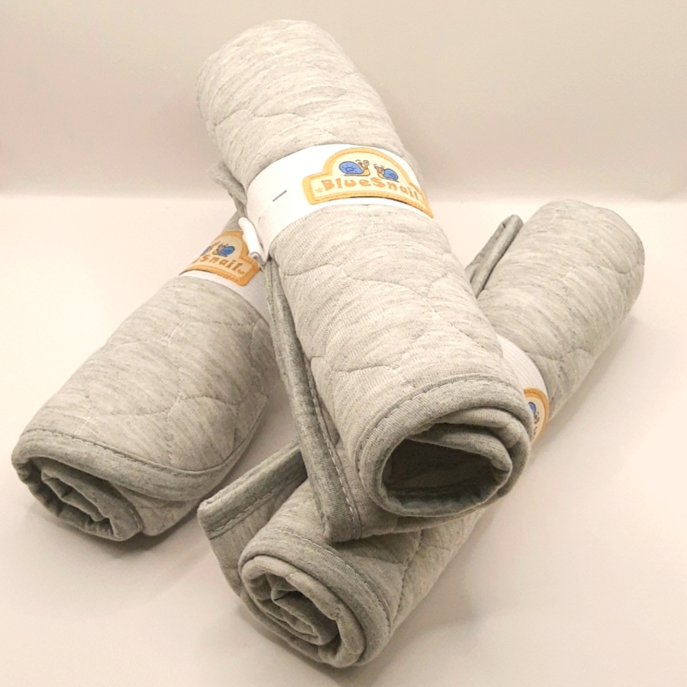BlueSnail Quilted Waterproof Absorbent Diaper Changing Pad Liners 3 Ct Gray New